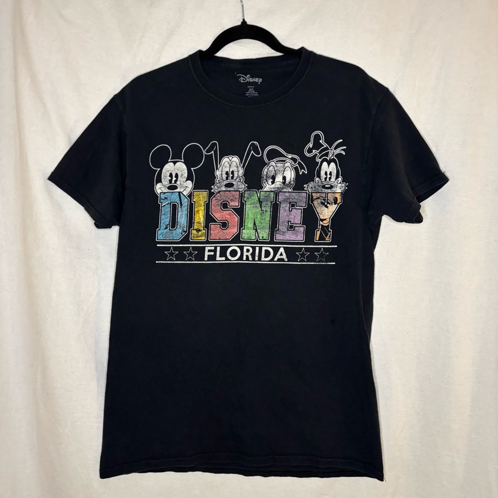 Walt Disney‎ Florida Graphic Print T Shirt Men’s Medium Black Cotton